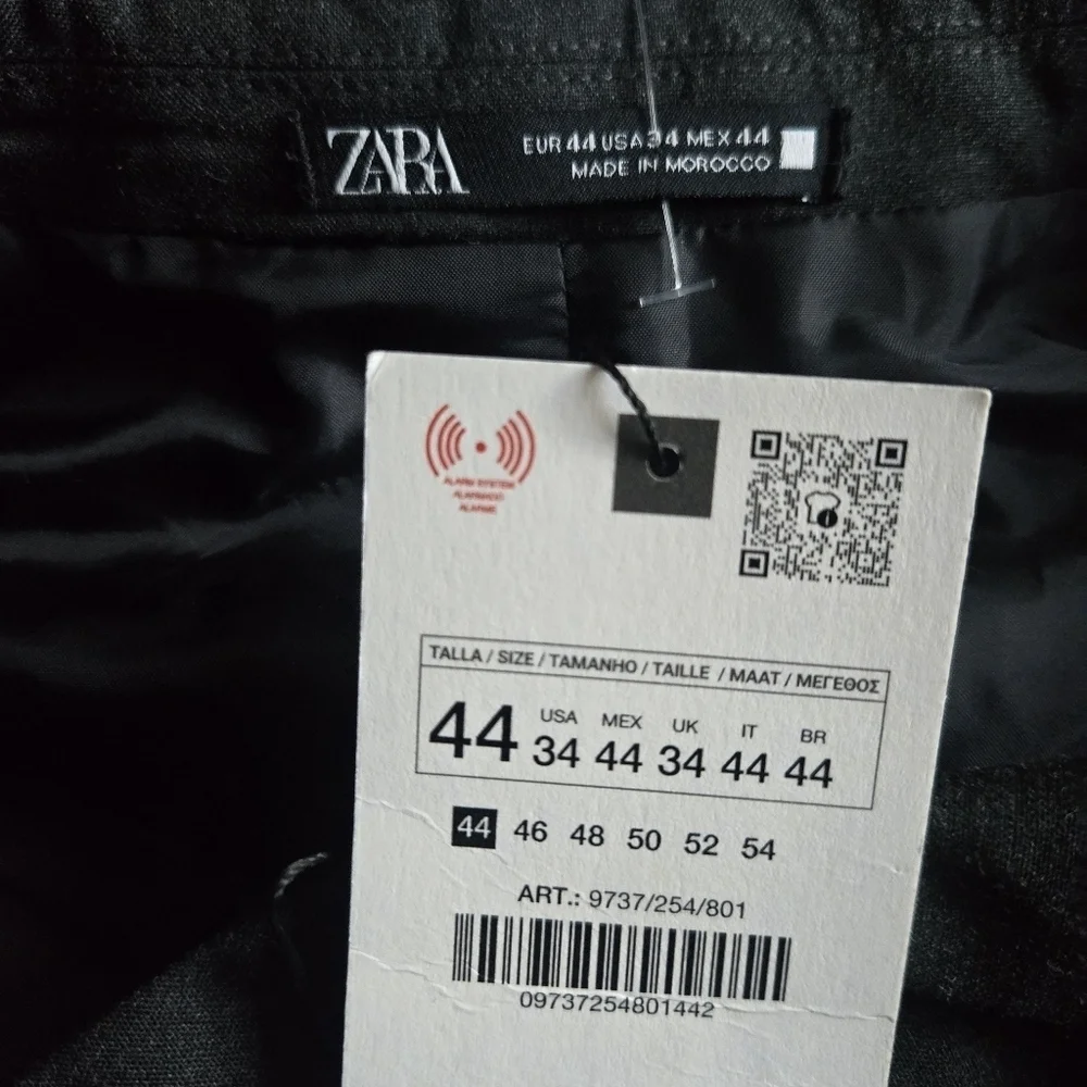 New Zara Comfort Slim Fit Lapel Collar Button Front Anthracite Grey Suit Blazer